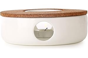 TEA SOUL Bardzo elegancki podgrzewacz do czajniczek z porcelany ze stojakiem z korka. Idealne wsparcie, aby Twój czajniczek był zawsze ciepły, biały