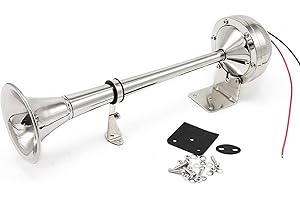 Benkeg 24V Single Trumpet Horn Marine Boat Air Horn 125dB Electric Air Horn for Truck Yacht Bus All 24V Vehicles