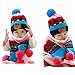 Wawoo®Baby Boys/Girls Winter Beanie Cap Childrens Warm Wool Knitting Hem Lined Fur Pom Pom Hat+ Scarf+ Mittens 3 in 1 Set for Kids 8-12M/1-2T/2-4T/4-8T