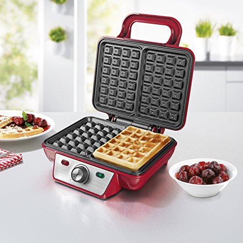 GOURMETmaxx 07841 Waffeleisen Belgische Waffeln | 2 Waffeln Gleichzeitig | Antihaftbeschichtung | Bräunungsgrad Verstellbar | 1000 Watt | Rot - 3