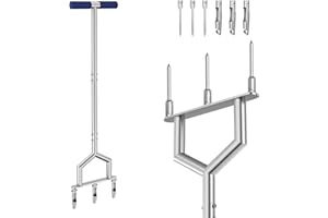 YWNYT Manual Core Lawn Aerator Tool, 2-in-1 Lawn Coring Aerator & Lawn Aerator Spikes, with 3 Replaceable Hollow Tine and 3 Spikes, Lawn Aerator Tool for Lawn and Garden Care