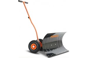 Pelle à neige sur roues FUXTEC, pliable, réglable en hauteur et en angle de poussée - déneigement confortable, lame 75 cm largeur de travail - hauteur 42 cm, protège votre dos
