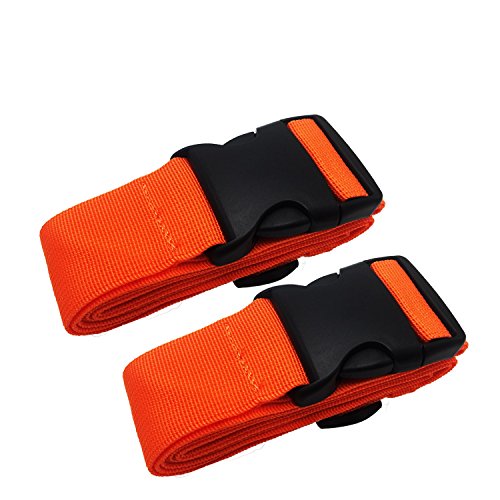 Preisvergleich Produktbild Kofferband Gurt - Koffergurt Gepäckband Verstellbare Koffergurte mit Schnalle Schließung (2-Orange)