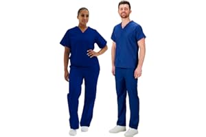 Interweave Healthcare Performance Scrub Set Medical Uniform Unisex Polycotton Reversible Scrubs Top & Trousers With Pockets In 6 Colours