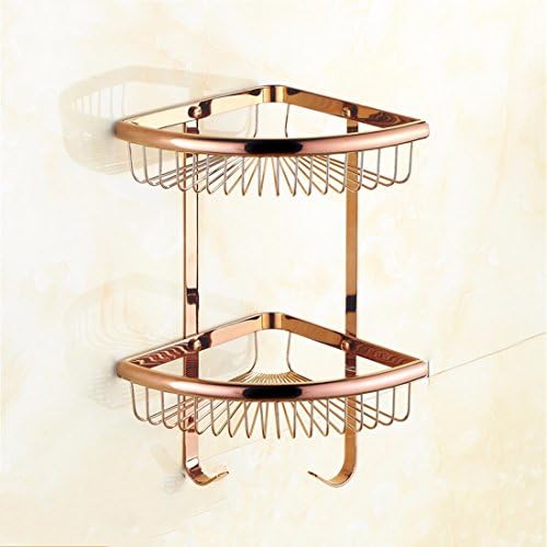STAZSX Continental rose golden triangle basket basket shower corner shelves bathroom antique gold bath shelf, copper increased thickening