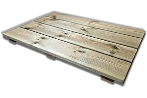 SUNWOOD Pedana doccia antiscivolo in legno 100x60 cm, in pino impregnato, spessore 5 cm