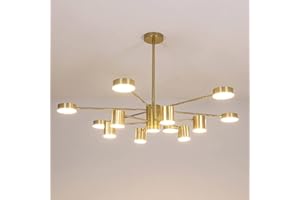 KRIPINC Lampadario Sputnik, Lampada da Soffitto Sputnik, Lampadario LED Soffitto, Lampadario Vintage, Lampadario Industrial per Soggiorno Cameretta Sala da Pranzo Cucina (Luce Tri-Colore, 12+1 Luci)
