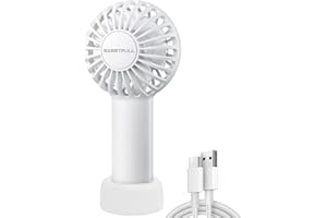 LULUWA Mini przenośny wentylator, potężny ręczny wentylator, do ładowania, 3 prędkości, osobisty mały wachlarz ręczny do podróży, makijażu, dla stylowych dzieci, dziewcząt, kobiet (biały)