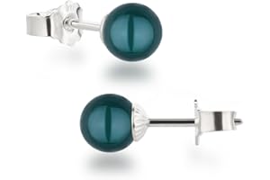 Schöner-SD Damen Ohrstecker 925 Silber mit runden Perlen Kugeln 6mm