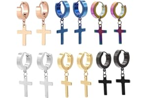 LAFATINA Orecchini da donna da uomo, orecchini a forma di croce stile moda in acciaio inossidabile regalo Natale San Valentino