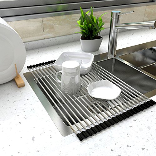 Lifewit 52 x 34cm Rollmatte Abtropfgitter Abtropfgestell Spülenzubehör Mehrzweck Abtropfschale Abtropfauflage Spülenauflage