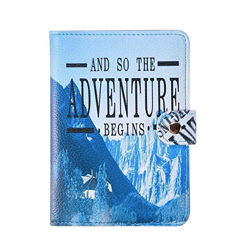 Travel Document Organizer Holder Credit Card Case Protector Cover Wallet Leather Passport Cover Card Holder (Style-1,Adventure)