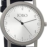 JOBO Linksläuferuhr Titan Quarz Analog Lederband Mineralglas