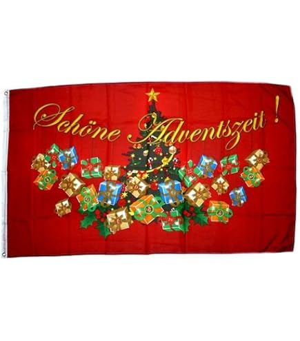 Weihnachtsflagge 90x150 Cm - Frohe Weihnaten Mit Rentier & Weihnachtsmann, Wetterfest & Doppelt Genäht