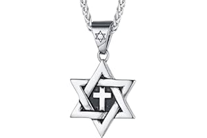 FaithHeart Star of David Hexagram Pendant Jewish Necklace for Men Women Sterling Silver/Stainless Steel Magen David Jewellery with sturdy Chain