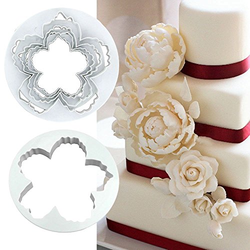 GOOTRADES 4 Stk Pfingstrose Blütenblatt Form Cutter Fondant Kuchen Zucker Paste Icing Schneidwerkzeug - 4