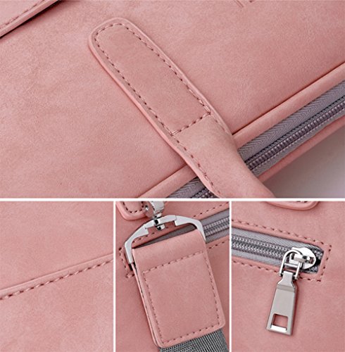 Zetiy 14 Zoll PU Leder Laptoptasche Notebooktasche Messenger Bag Umh  ngetasche Aktentasche Laptop Tasche H  lle Sleeve Case Rosa