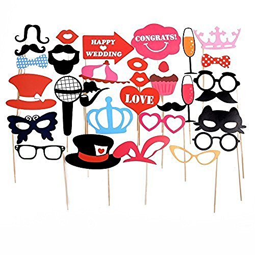 DIKETE® Hochzeit Geburtstag Party Photo Booth Props set Fotorequisiten Fotoaccessoires, 31 stück