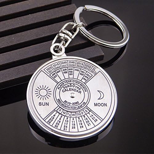 EWFSEF Fashion Creative metal 50 years compass English Calendar Keychain