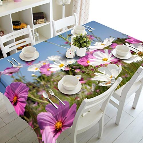 Polyester Tablecloth 3D Bloom Pink White Flowers Digital printing Rectangular Dust-proof Kitchen Decorative Dinner Table Top Cover Washable Fits tables Various Sizes , g