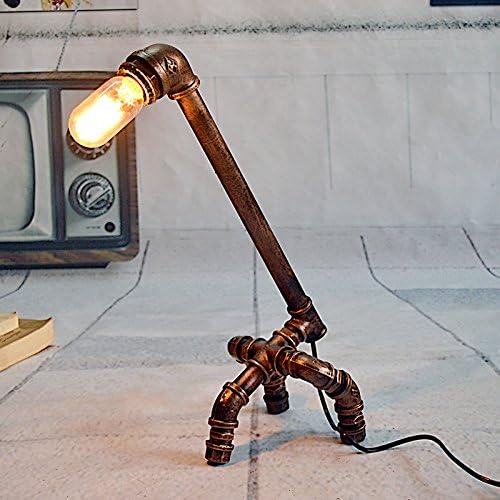 CXC Rustic Water Pipes Table Lamp Robot Steampunk E27 Industrial Sconce Vintage Iron Art Switch Control Giraffe For Bedside Desk Bar Home Use
