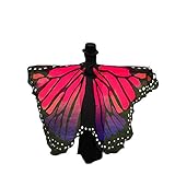 Amcool Schön Schmetterlings Flügel ✿✿ Schmetterling Kostüm Chiffon Schals Feenkostüm Damen Karneval Cosplay Accessoires (197*125CM, Hot Pink)