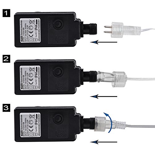 Uping® Lichterkette 100 Leds mit EU-Stecker von DC 31V Niederspannungstransformator und 8 Programm für Party, Garten, Weihnachten, Halloween, Hochzeit, Beleuchtung Deko 12M warmweiß - 5