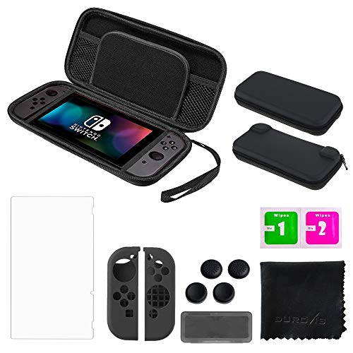 10 in 1 - Nintendo Switch Zubehr-Set - Durovis Gaming: Schwarze Hardcover Tasche/Panzerglas-Displayschutzfolie/Joy-Con-Gummi-Hllen/Gamekarten-Case/Analogstick-Aufstze/Mikrofasertuch 10 in 1 - Nintendo Switch Zubehr-Set - Durovis Gaming: Schwarze Hardcover Tasche/Panzerglas-Displayschutzfolie/Joy-Con-Gummi-Hllen/Gamekarten-Case/Analogstick-Aufstze/Mikrofasertuch