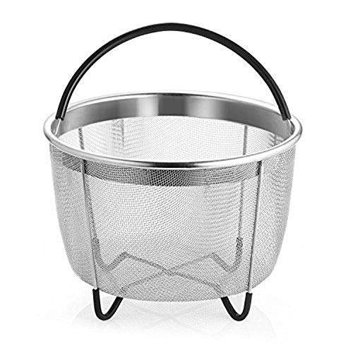 Cesto Para Cocción Cesta De Vapor Con Asa Para Maceta Instantánea, Accesorios Para La Mayoría De Cocinas A Presión, Verduras Al Vapor, Huevos 6QT Negro