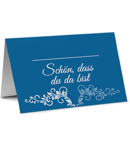 Partycards Tischkarten Set - 50 Stück DIN A7 Mit Ornamenten Für Hochzeit & Feiern