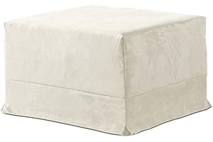 EVERGREENWEB MATERASSI & BEDS EVERGREENWEB - Pouf Letto Singolo con Materasso in Water Foam Alto 10 cm Salvaspazio Pieghevole per Camera, Cameretta o Soggiorno, Pouf poggiapiedi, Ottomano, Tessuto Sfoderabile e Lavabile Beige