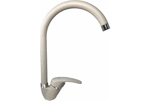 VETRINEIN RETE Vetrineinrete® Rubinetto per lavello da cucina a canna alta miscelatore monocomando per lavandino monoforo bianco opaco o fragranite (Fragranite avena)