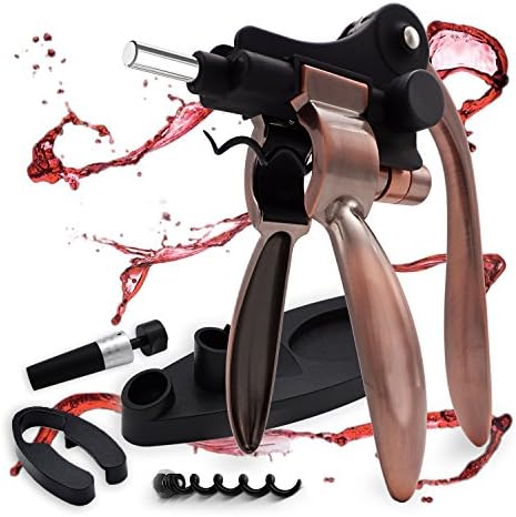 Wine Corkscrew Opener 5 Pieces Wine Accessories with Gift Box Rabbit Wine Bottle Opener, Foil Cutter, Wine Stopper, Extra Spiral, Stand Inclueded Deluxe Tool Kits for Wine Lovers, Women and Men (5 Pieces)