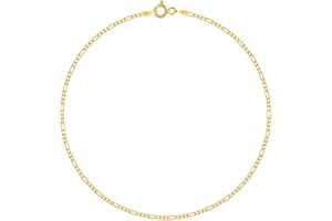 PLANETYS - Chaîne de Cheville Argent 925/1000 Plaqué Or Jaune 18 Carats Maille Figaro (1+3) Largeur: 1.5 mm