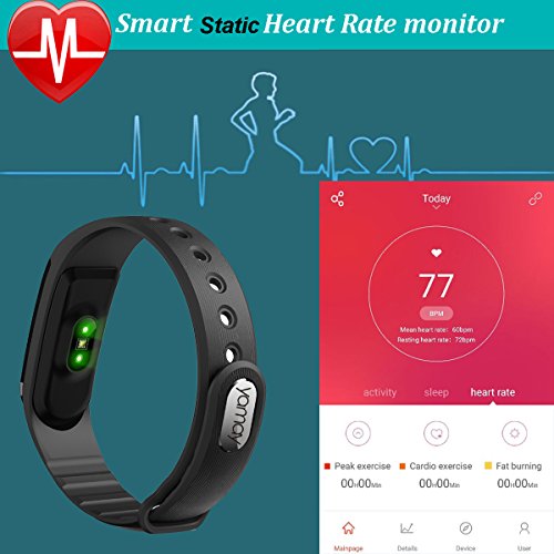 YAMAY® Fitness Tracker mit pulsmesser Wasserdicht Fitness Armband Aktivitätstracker Bluetooth Smart Armband Schrittzähler Uhr mit Schlafanalyse Kalorienzähler Vibrationswecker Anruf SMS SNS Vibration für Android iOS - 3