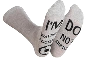 Rude Slogans Co DO NOT DISTURB,I'M WATCHING FOOTBALL Socks, Letter Print Slipper Socks, Novelty Funny Sayings Cotton Socks Gifts for Football Fans (Grey - 1 Pair)