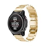 MuSheng for Garmin Fenix 5 Plus Armband Band, Fashion Luxus Fitness Sport Edelstahl Schnellver Schluss Armband Für Garmin Fenix 5 Plus (Gold)