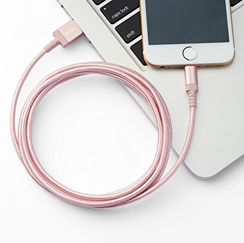 AmazonBasics Apple Certified Nylon Braided Lightning to USB Cable - 1.8 m (6 ft) - Rose Gold