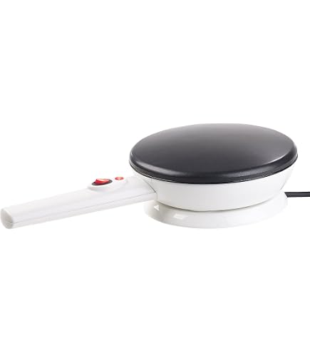 Crêpière sans Fil, Crêpière électrique Ronde de 8 Pouces, Contrôle Automatique de la Température, Plaque de Trempage Antiadhésive avec Plateau, Spatule en Silicone et Fouet à