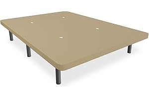DUÉRMETE ONLINE - Base Tapizada 3D Transpirable con Estructura Estable y Bastidor Metálico Super Resistente + 6 Patas metálicas roscadas de 25cm, 90 x 190, Beige