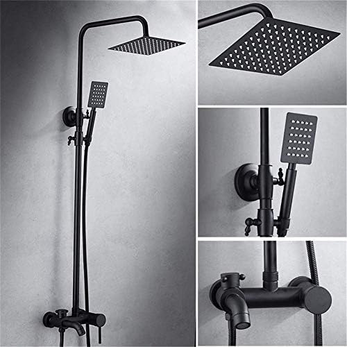 LIBINA - bathroom Modern Wall-mounted Top Spray Waterfall Bathroom shower Faucet,brass shower kit square matt black Hand Shower
