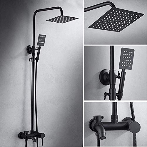 LIBINA - bathroom Modern Wall-mounted Top Spray Waterfall Bathroom shower Faucet,brass shower kit square matt black Hand Shower