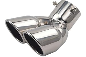 ASUDARO Double Exhaust Muffler, Exhaust Tips Exhaust Auto Exhaust Pipe Universal Auto Stainless Steel Dual Outlet Exhaust Pipe End Tip 66mm Auto Exhaust Tip Tip Exhaust Trim Exhaust Auto Exhaust Tailpipes
