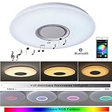  Natsen Bluetooth Deckenleuchte Lautsprecher Lampe dimmbar mit Fernbedienung/Ohne Fernbedienung mit/ohne RGB (24W Weiss App RGB)