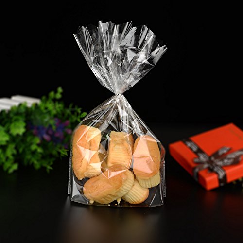 Outus 100 Stück 5,7 x 10 Zoll Klare Cellophan Taschen OPP Taschen Block Boden Kunststoff Taschen Behandeln Taschen für Cookie, Bäckerei, Süßigkeiten, Geschenk - 5