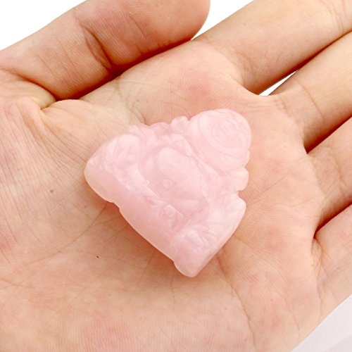 JOVIVI Dekoration Reiki Edelstein Kristall Maitreya Happy Buddha Figur Schutzengel Talisman Glücksbringer Feng Shui Energietherapie Deko (Rosenquarz) - 3