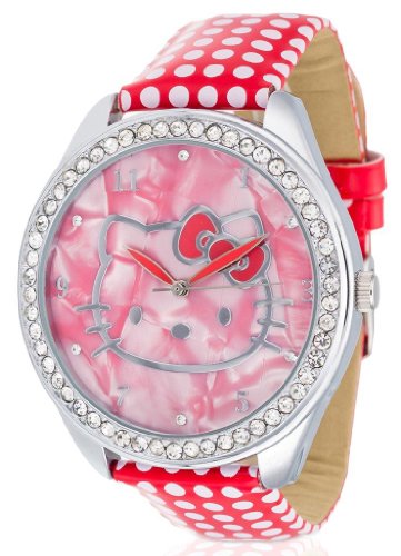 Hello Kitty Mädchen-Armbanduhr Yae Red Analog Quarz Kunstleder HK480S-868