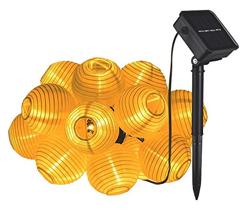 Solar Lichterkette 30 LEDs 6 Meter Solarbetrieben Lampions Laterne Lichterkette Wasserfest Weihnachten Dekoration für Garten, Terrasse, Penthouse Haus, Outdoor, Party, Hochzeit, Hof, Feiern – Warmweiß Lunlight [Energieklasse A+++] - 7