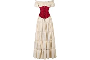 Jutrisujo Robe Medievale Femme Corset Set Renaissance Vintage Elfe Vetement Costume Déguisements Halloween Gothique Cosplay