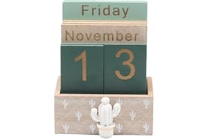 BEALIFE Vintage Wooden Calendar Festive Decorations For Home Decor Wood Perpetual Calendar Desk Calendar Photography Props, cactus